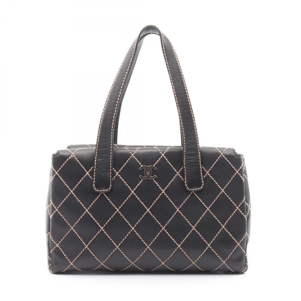 Chanel Wild Stitch Tote Bag Leather Black